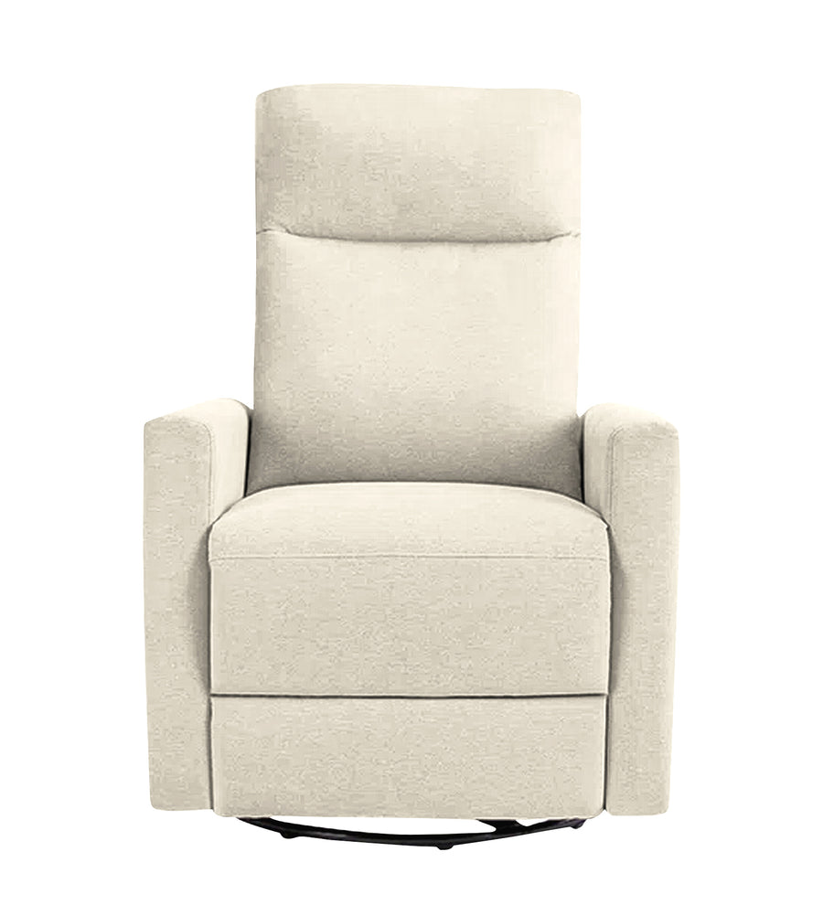 Zura 1 Seater Rotating Motorized Fabric Recliner - Ivory Cream - Front View by Febonic Living