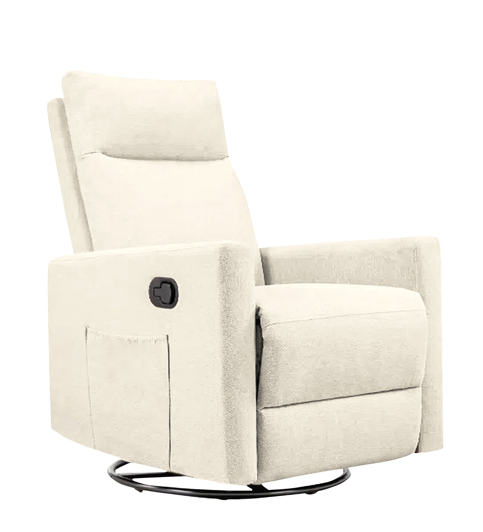 Zura 1 Seater Rotating Motorized Fabric Recliner - Ivory Cream - Side View by Febonic Living