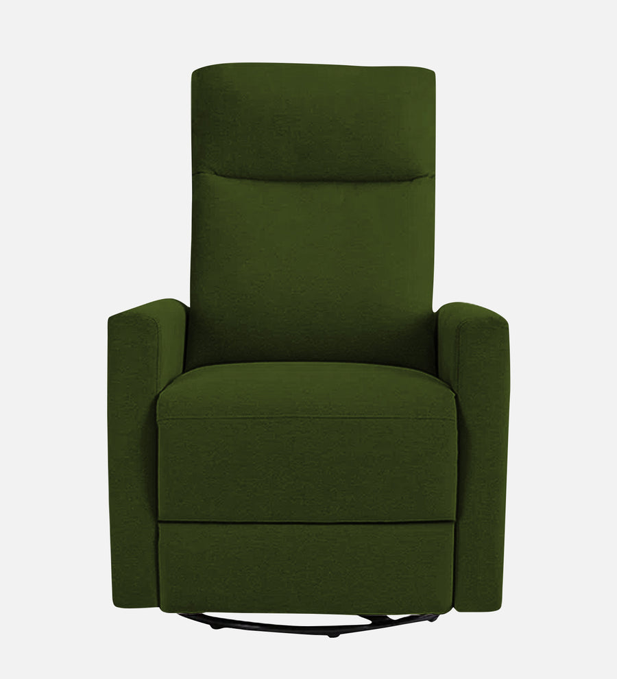 Zura 1 Seater Rotating Motorized Fabric Recliner - Olive Green - Front View by Febonic Living