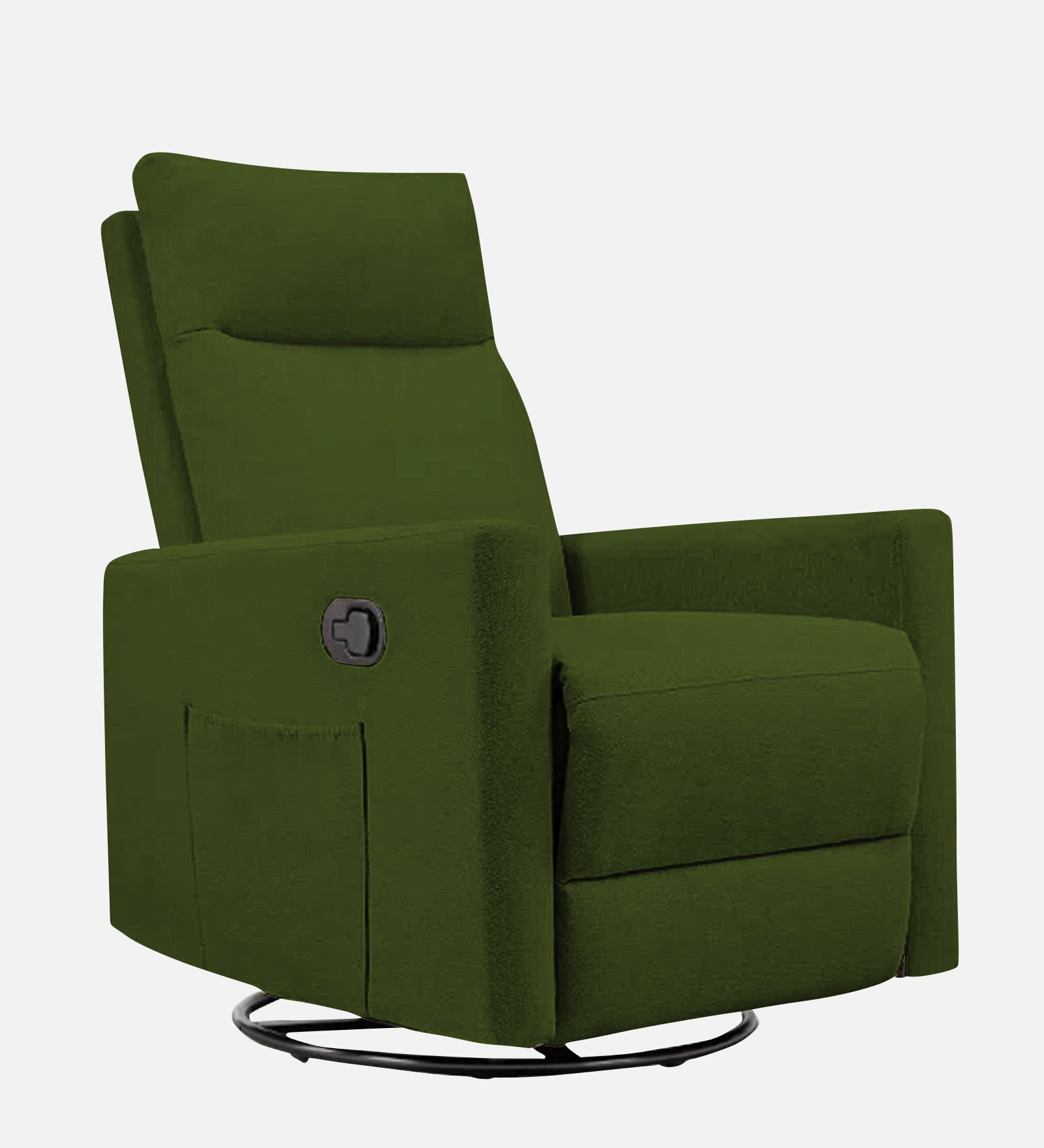 Zura 1 Seater Rotating Motorized Fabric Recliner - Olive Green - Side View by Febonic Living