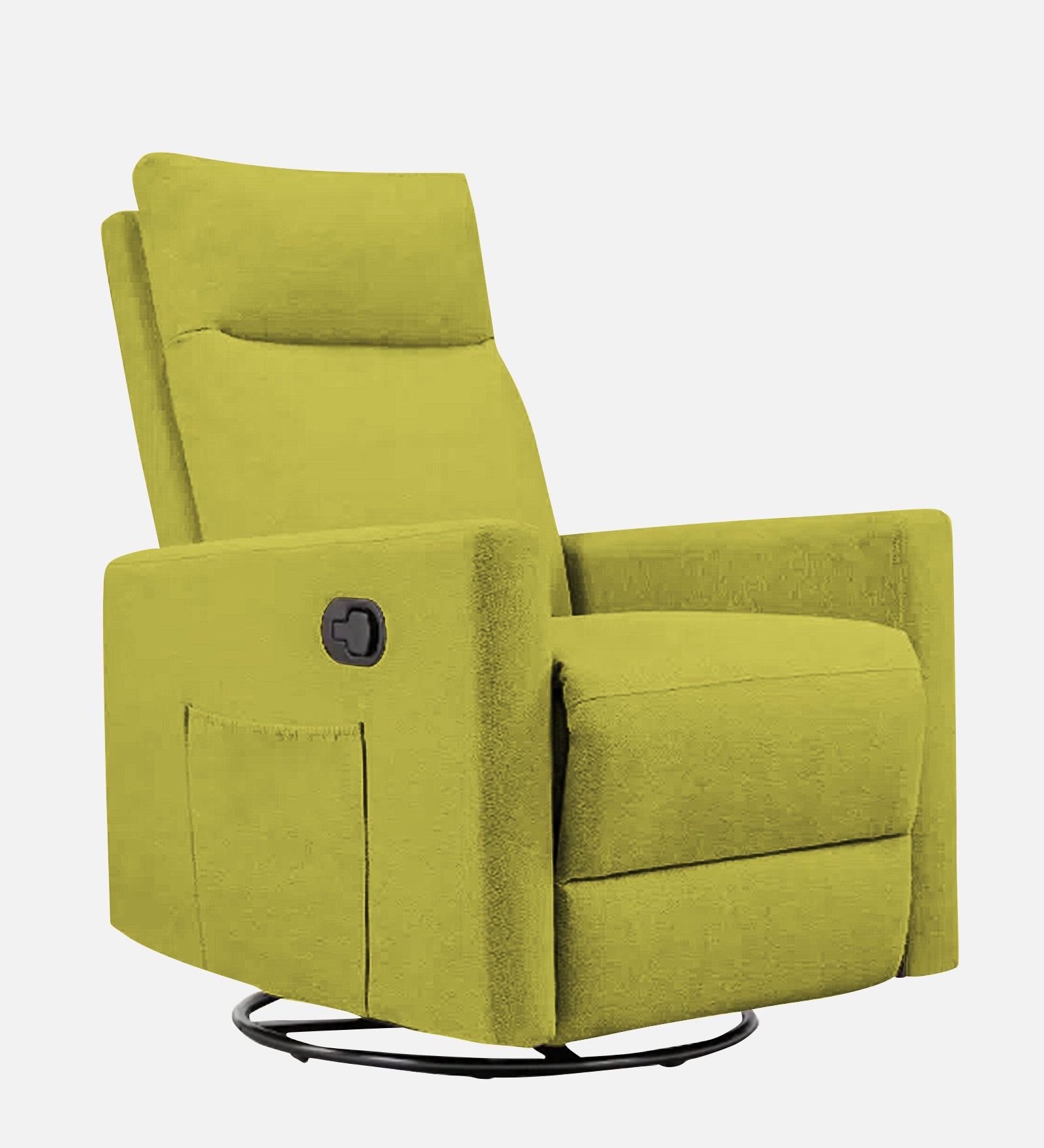 Zura 1 Seater Rotating Motorized Fabric Recliner - Parrot Green - Side View by Febonic Living