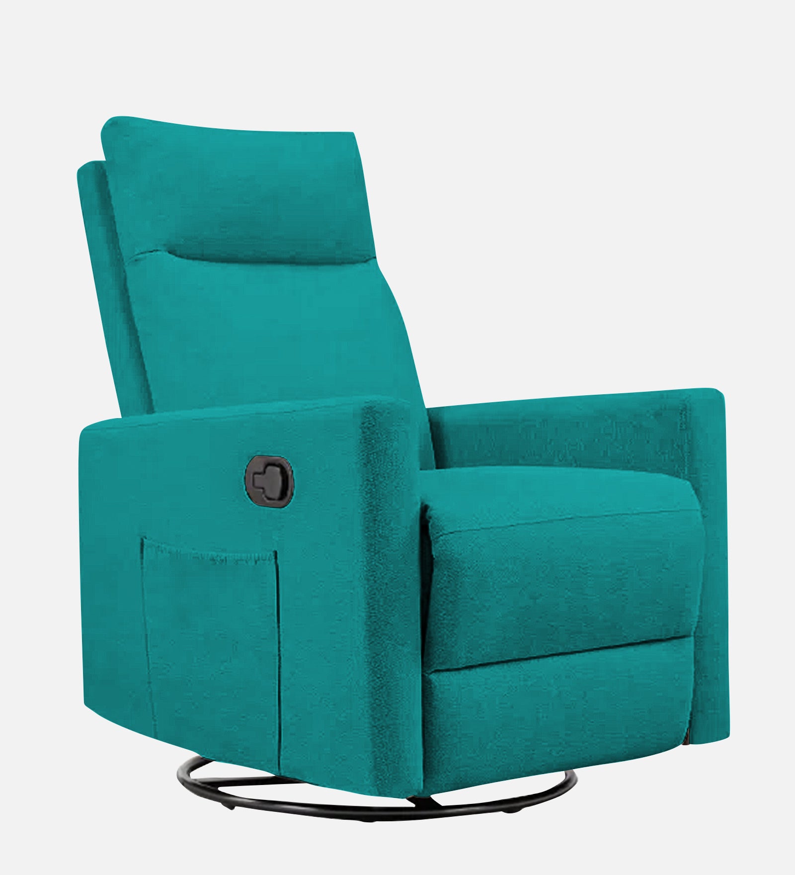 Zura 1 Seater Rotating Motorized Fabric Recliner - Sea Green - Side View by Febonic Living