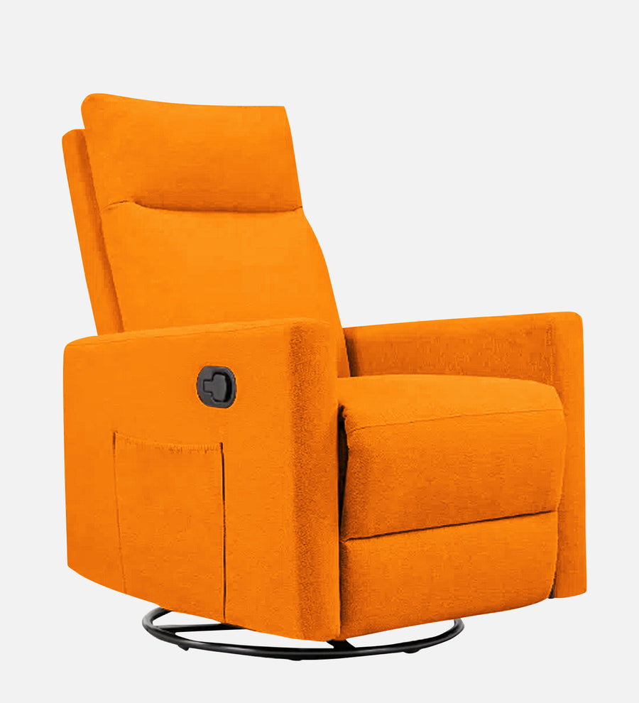 Zura 1 Seater Rotating Motorized Fabric Recliner - Vivid Orange - Side View by Febonic Living