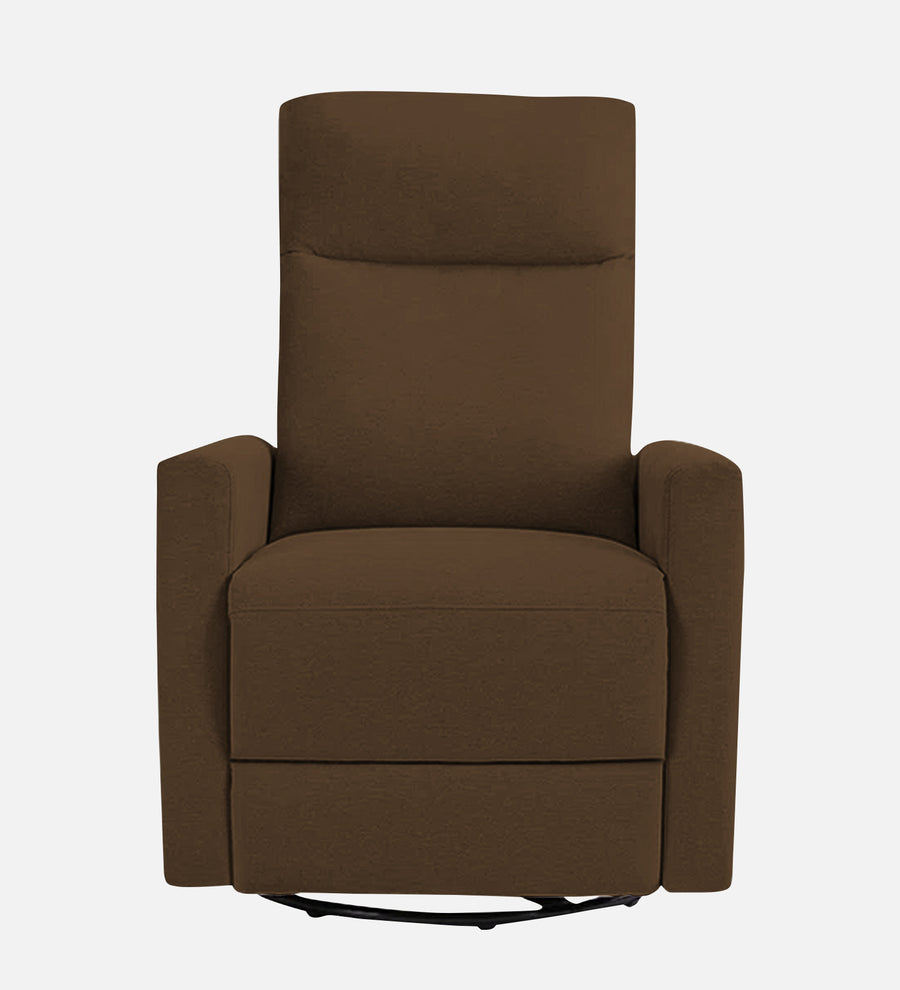 Zura 1 Seater Rotating Motorized Fabric Recliner - Walnut Brown - Front View by Febonic Living