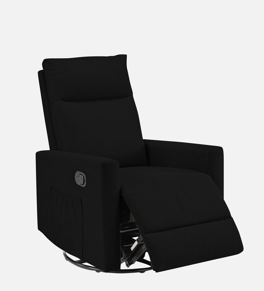 Zura 1 Seater Rotating Motorized Fabric Recliner - Zed Black - Side Reclined View by Febonic Living