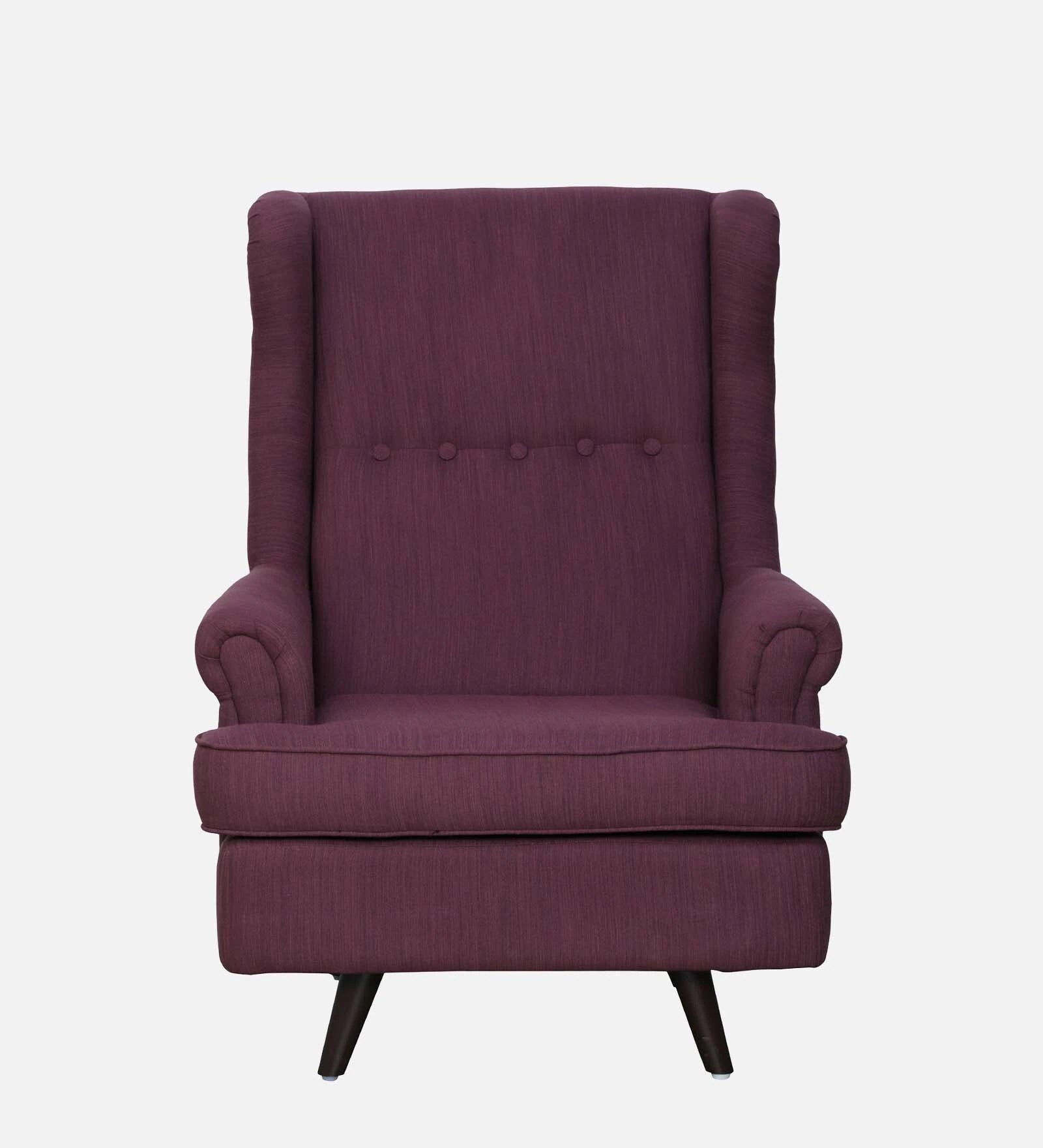Cuddle Fabric Wing Chair In Wine Colour With Foot Stool