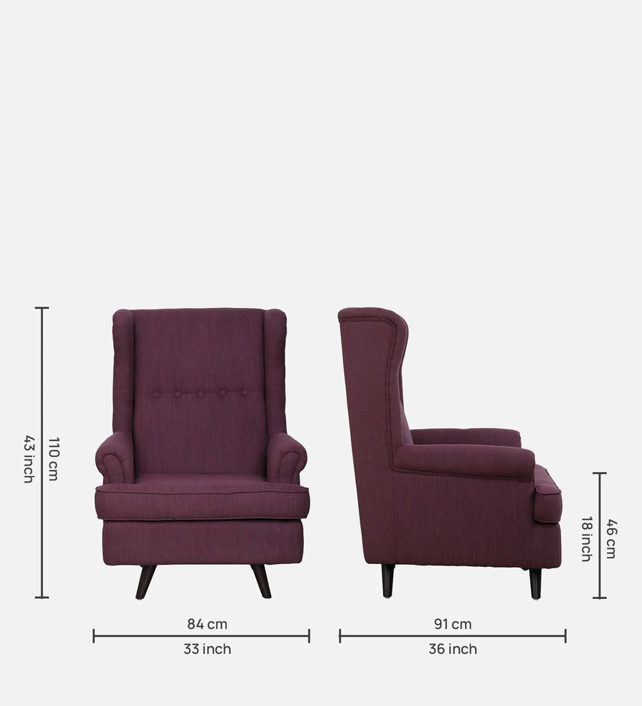 Cuddle Fabric Wing Chair In Wine Colour With Foot Stool - Febonic Living