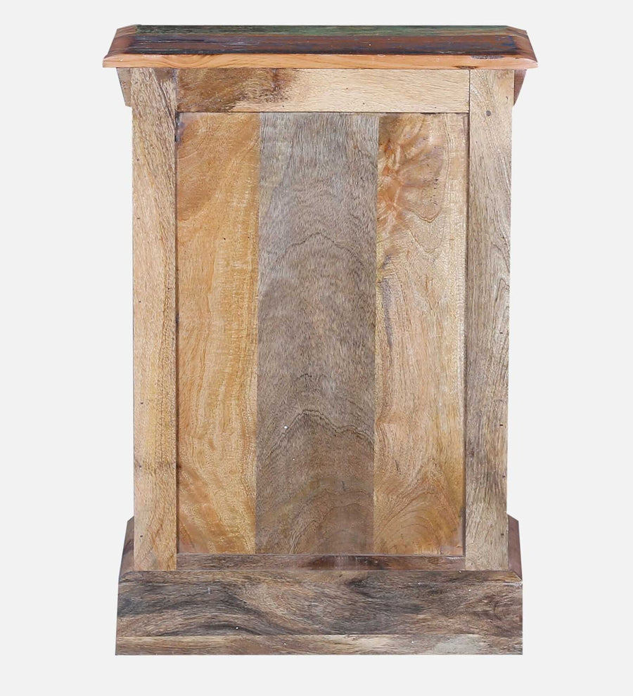 Ezla Reclaimed Wood Bedside Table In Distress Finish With Drawers - Febonic Living