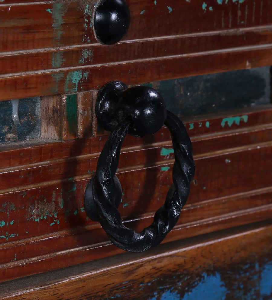 Ezla Reclaimed Wood Bedside Table In Distress Finish With Drawers - Febonic Living