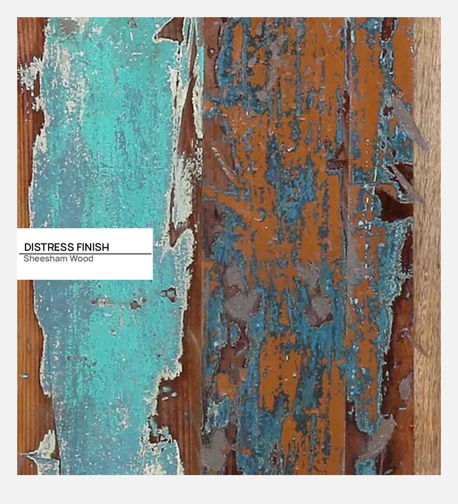 Ezla Reclaimed Wood Bedside Table In Distress Finish With Drawers - Febonic Living