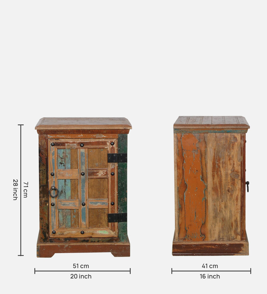 Ezla Reclaimed Wood Bedside Table In Distress Finish - Febonic Living