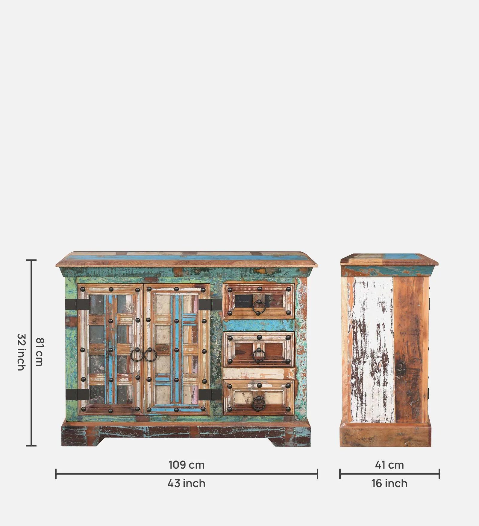 Ezla Reclaimed Wood Sideboard In Distress Finish - Febonic Living