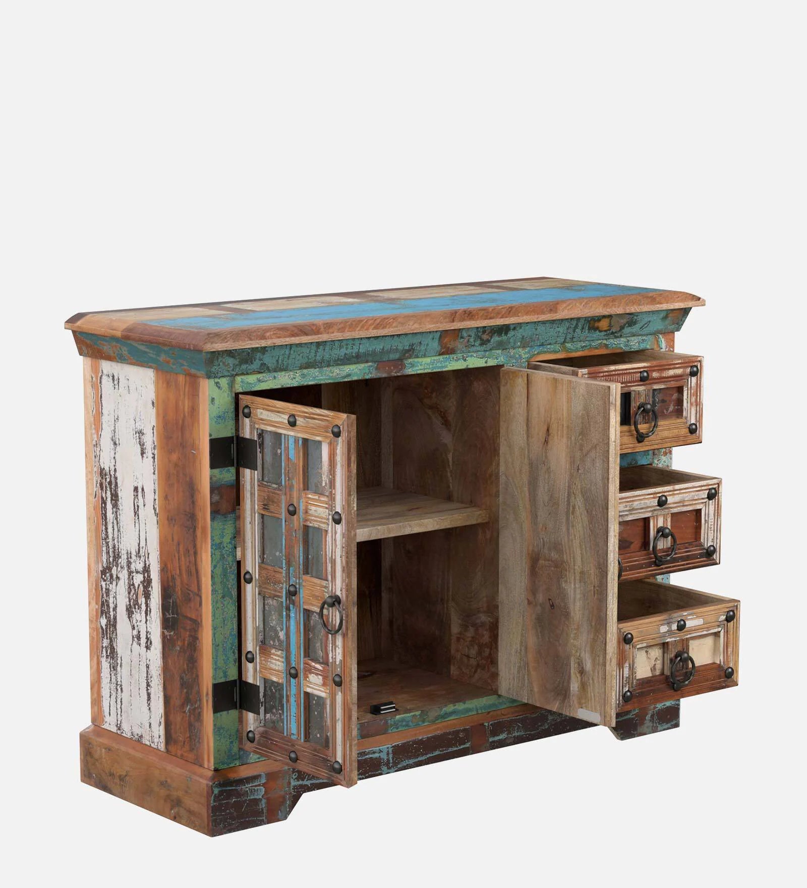 Ezla Reclaimed Wood Sideboard In Distress Finish - Febonic Living