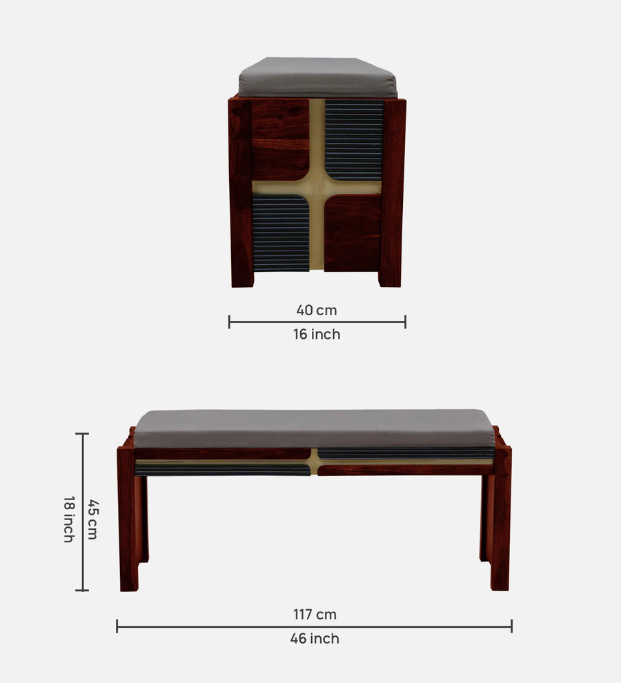 Rook Sheesham Wood 6 Seater Dining Set In Scratch Resistant Honey Oak Finish With Bench - Febonic Living