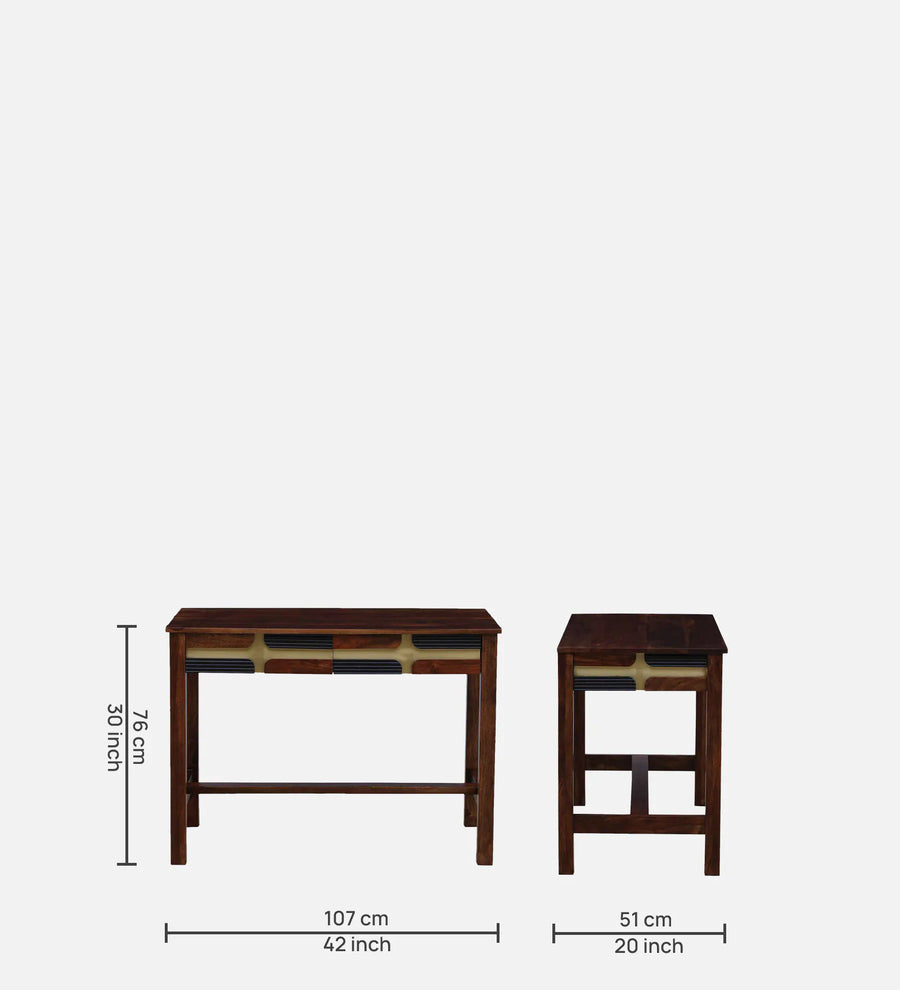 Rook Sheesham Wood Writing Table With Scratch Resistant In Provincial Teak Finish - Febonic Living