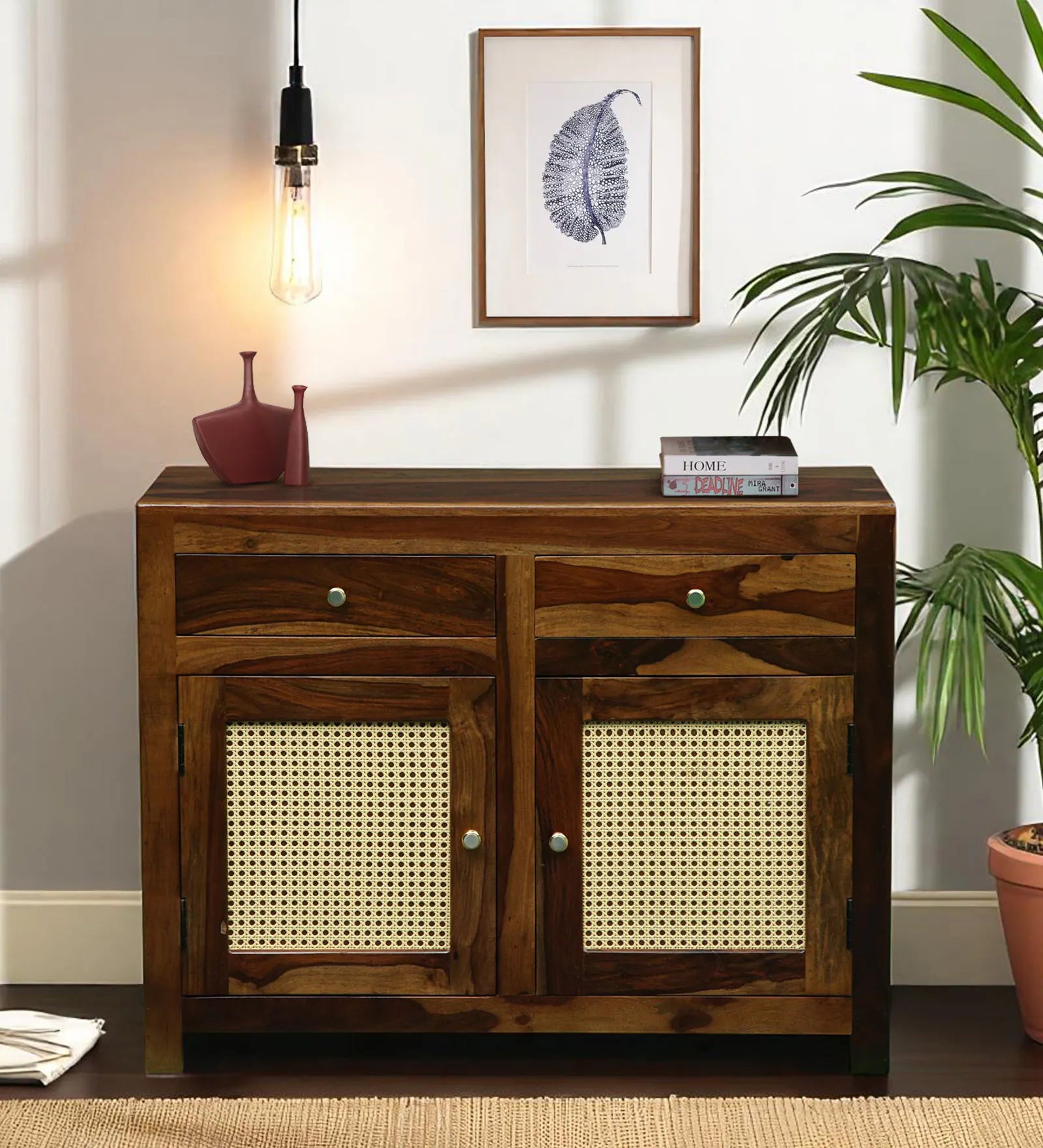 Albans Sheesham Wood 2 Door Sideboard in Provincial Teak Finish - Febonic Living
