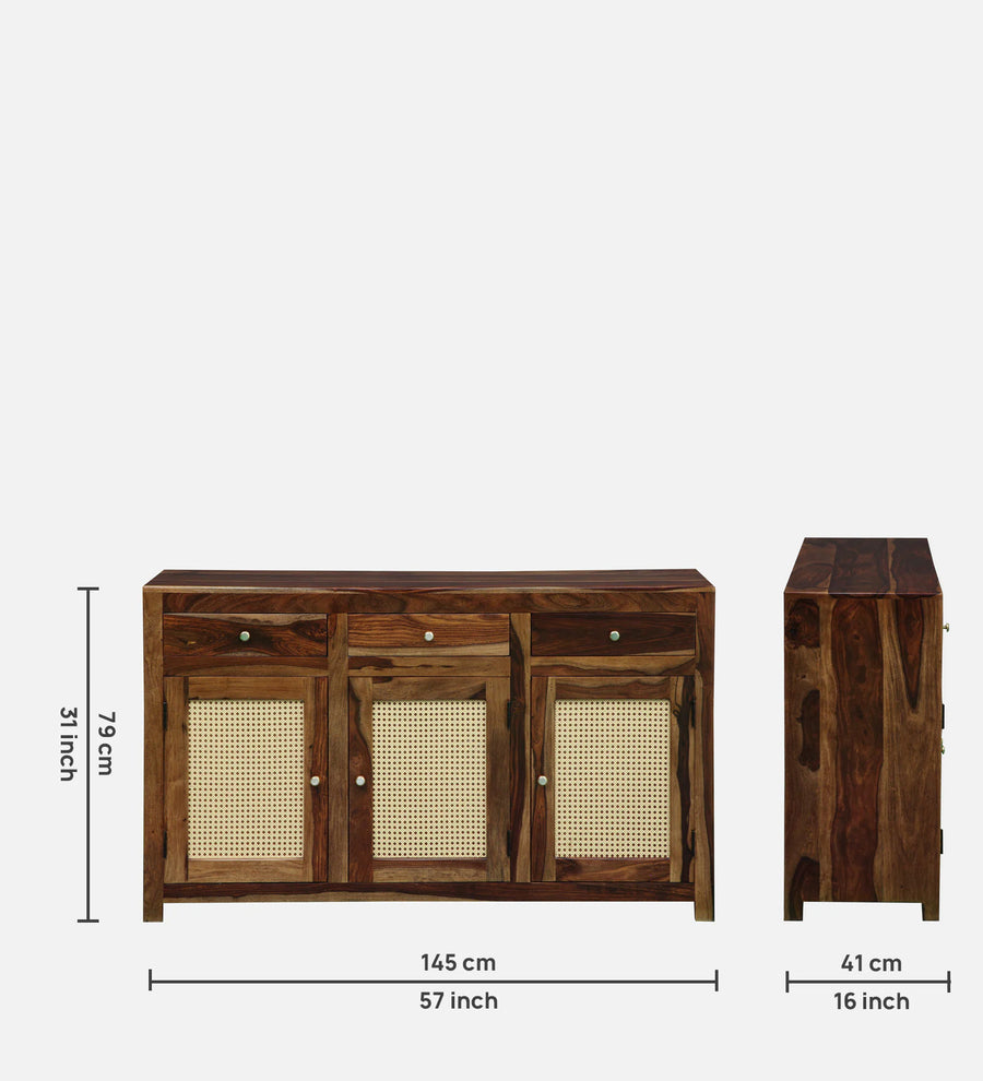 Albans Sheesham Wood 3 Door Sideboard in Provincial Teak Finish - Febonic Living