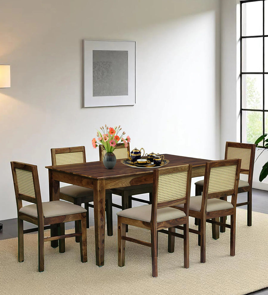 Albans Sheesham Wood 6 Seater Dining Set In Provincial Teak Finish - Febonic Living
