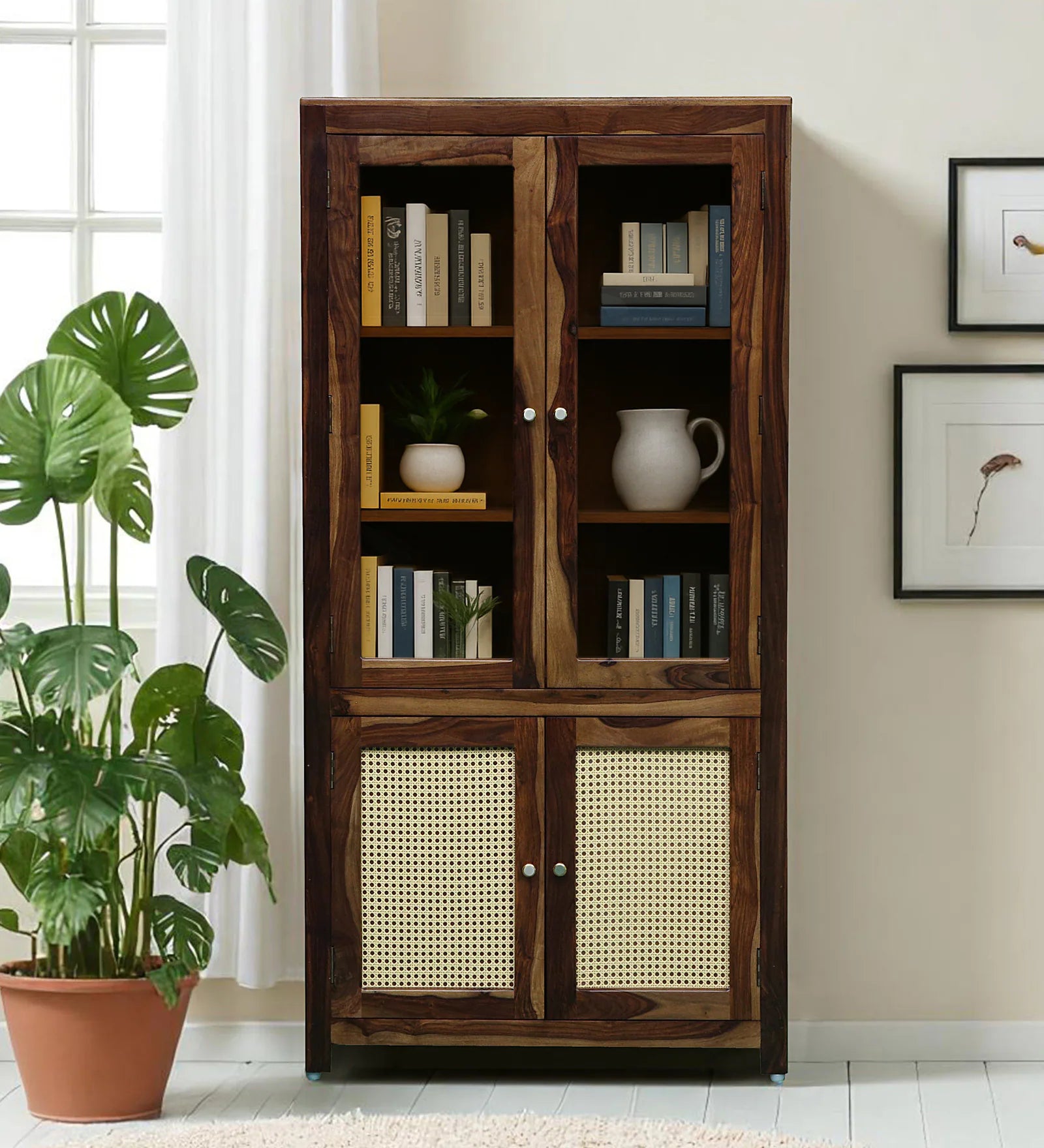 Albans Sheesham Wood Book Case in Provincial Teak Finish - Febonic Living