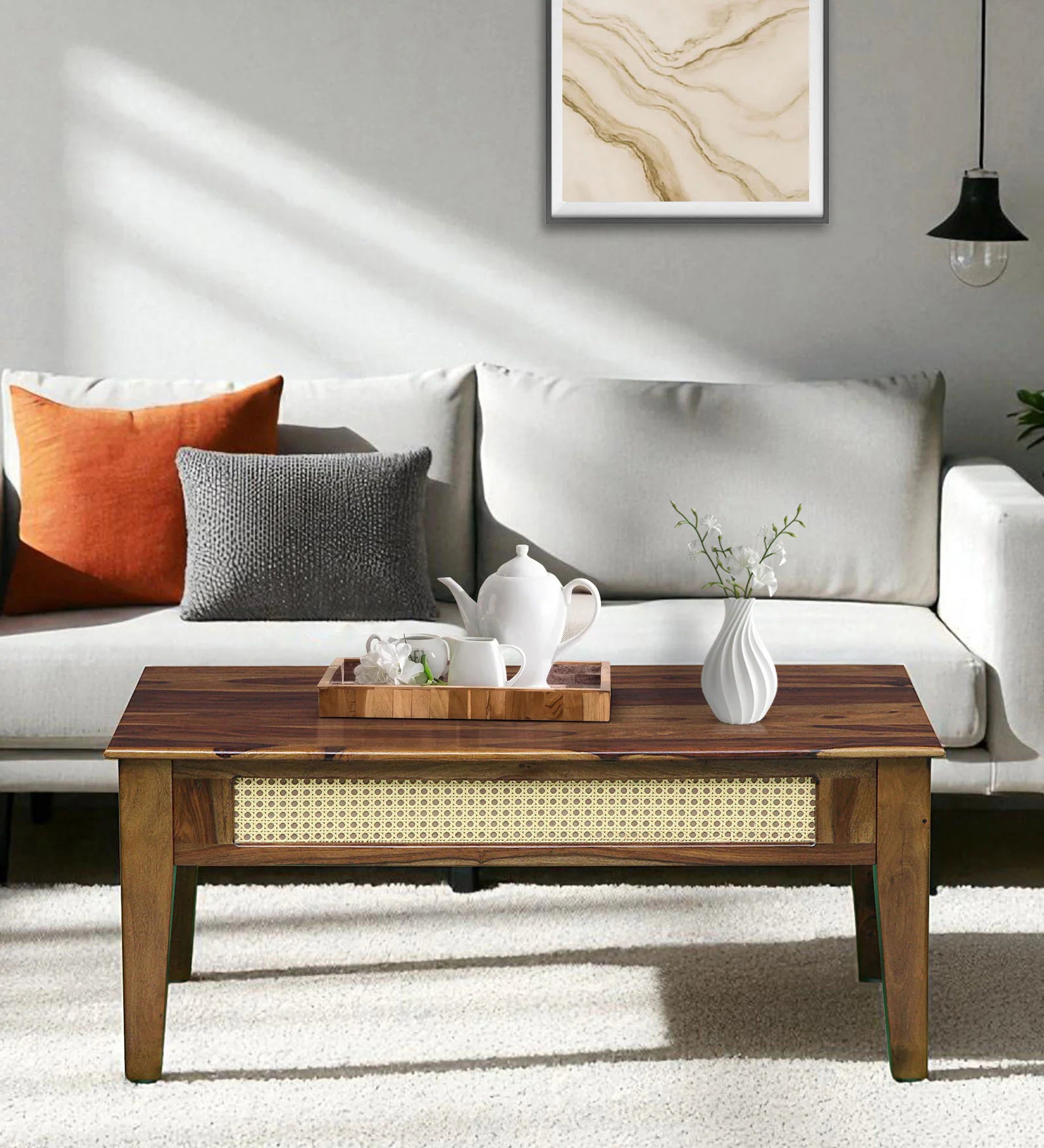 Albans Sheesham Wood Coffee Table In Provincial Teak Finish - Febonic Living