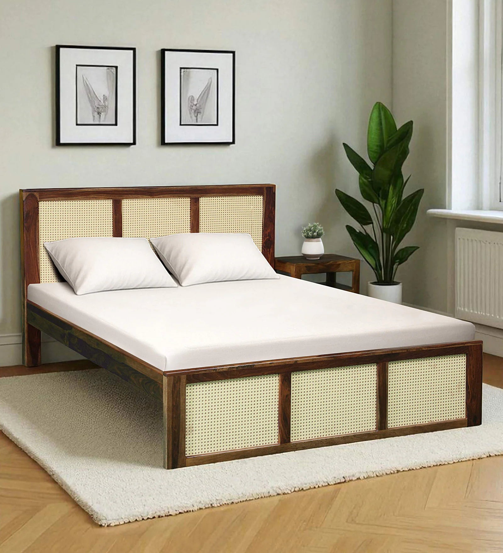 Albans Sheesham Wood King Size Bed In Provincial Teak Finish - Febonic Living