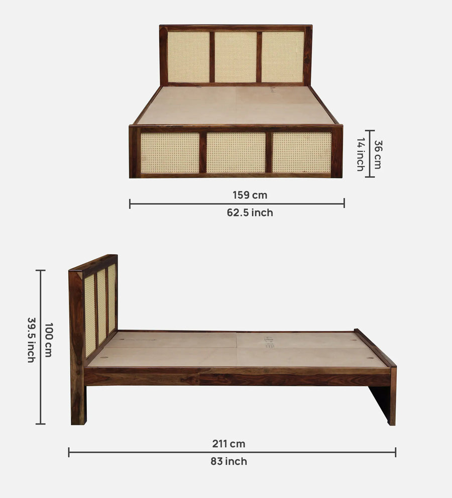 Albans Sheesham Wood Queen Size Bed In Provincial Teak Finish - Febonic Living