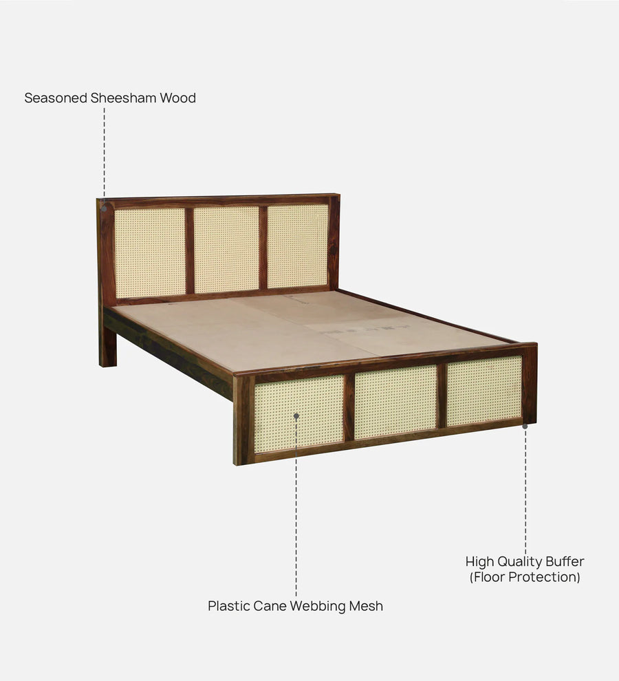 Albans Sheesham Wood Queen Size Bed In Provincial Teak Finish - Febonic Living