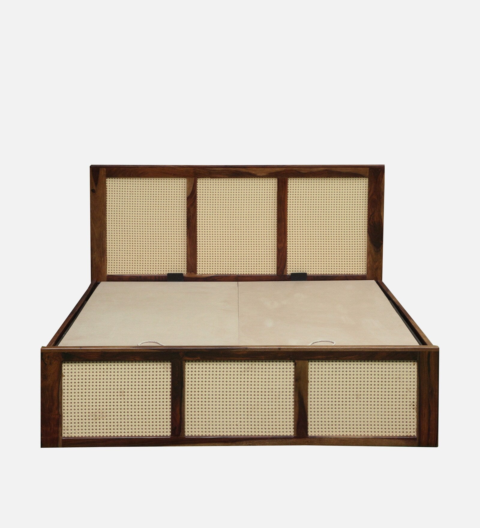 Albans Sheesham Wood King Size Bed In Provincial Teak Finish With Hydraulic Storage - Febonic Living