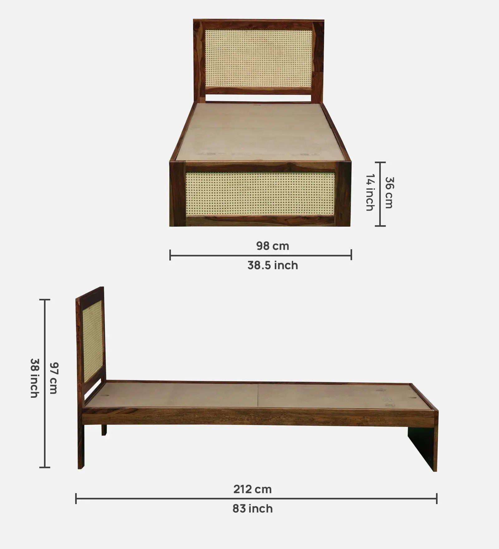 Albans Sheesham Wood Single Bed In Provincial Teak Finish Wudmor By Febonic