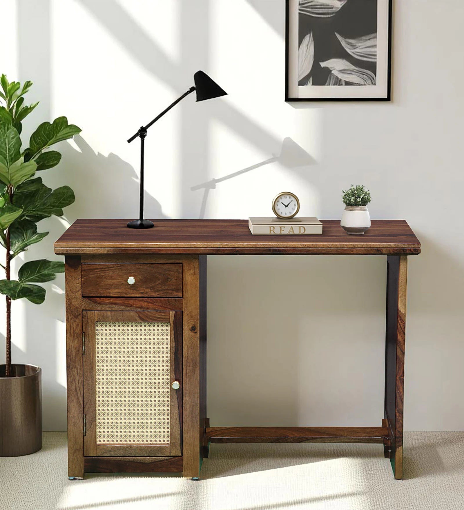 Albans Sheesham Wood Writing Table In Provincial Teak Finish - Febonic Living