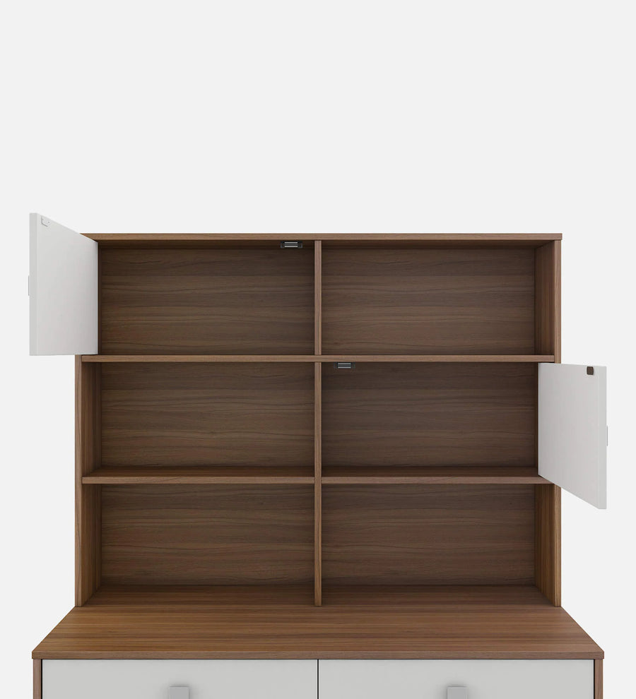 Banha Study Table In Oral Walnut and Frosty White Finish - Febonic Living