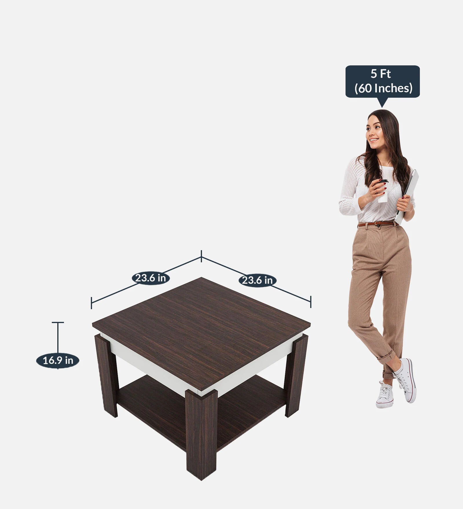 Alex Coffee Table In Dark Wallnut Finish