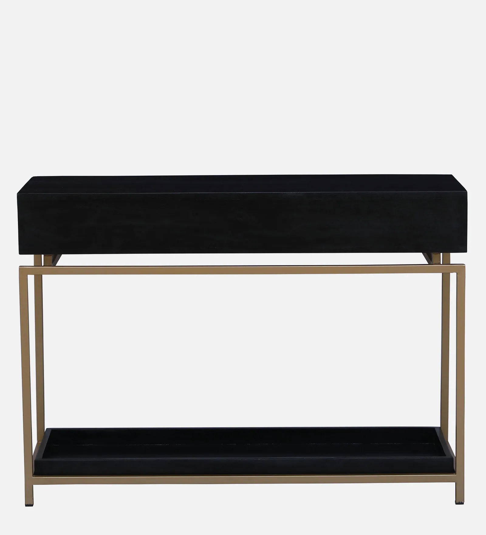 Macon Solid Wood Console Table In Black And Gold Finish - Febonic Living