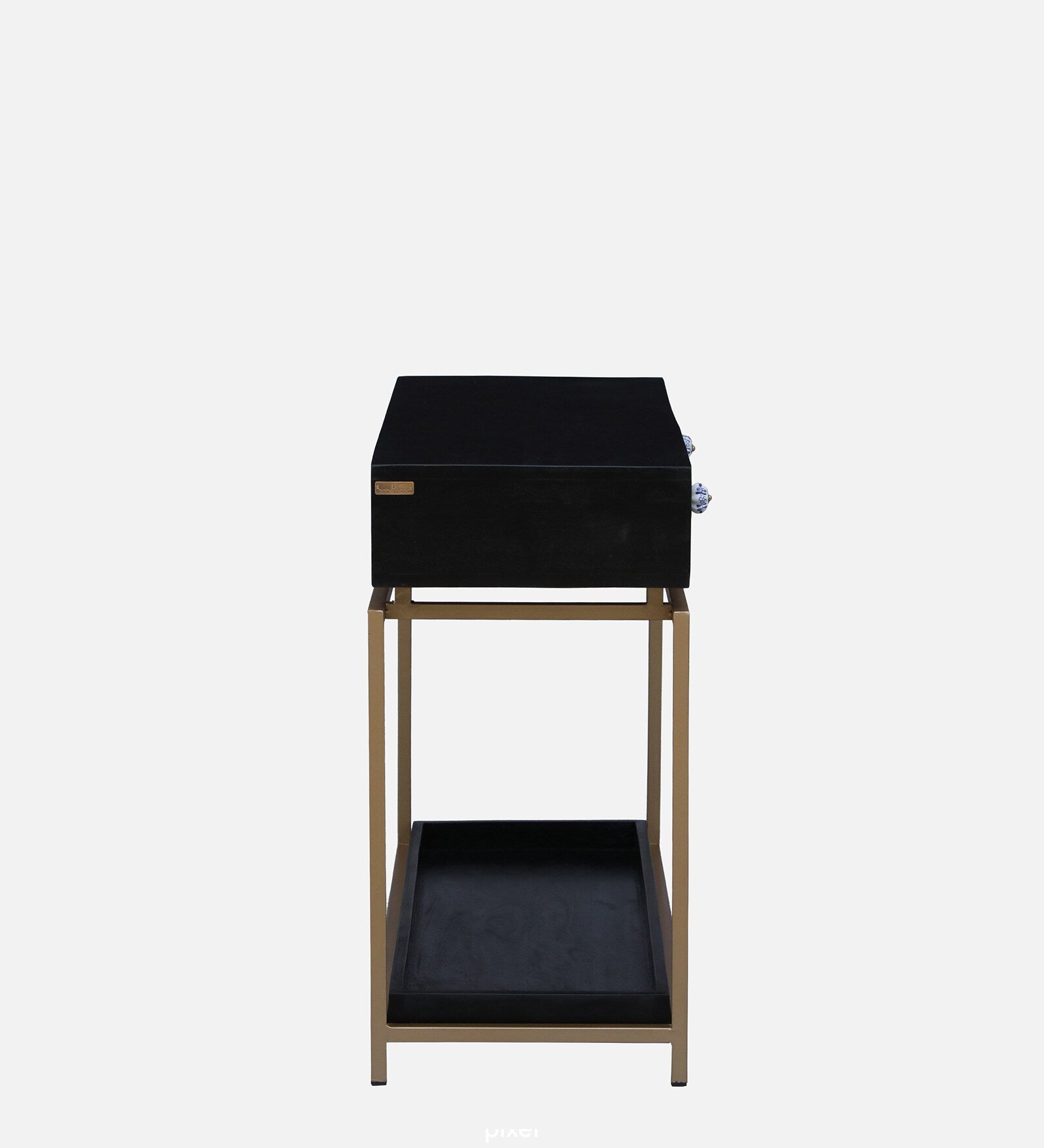Macon Solid Wood Console Table In Black And Gold Finish - Febonic Living