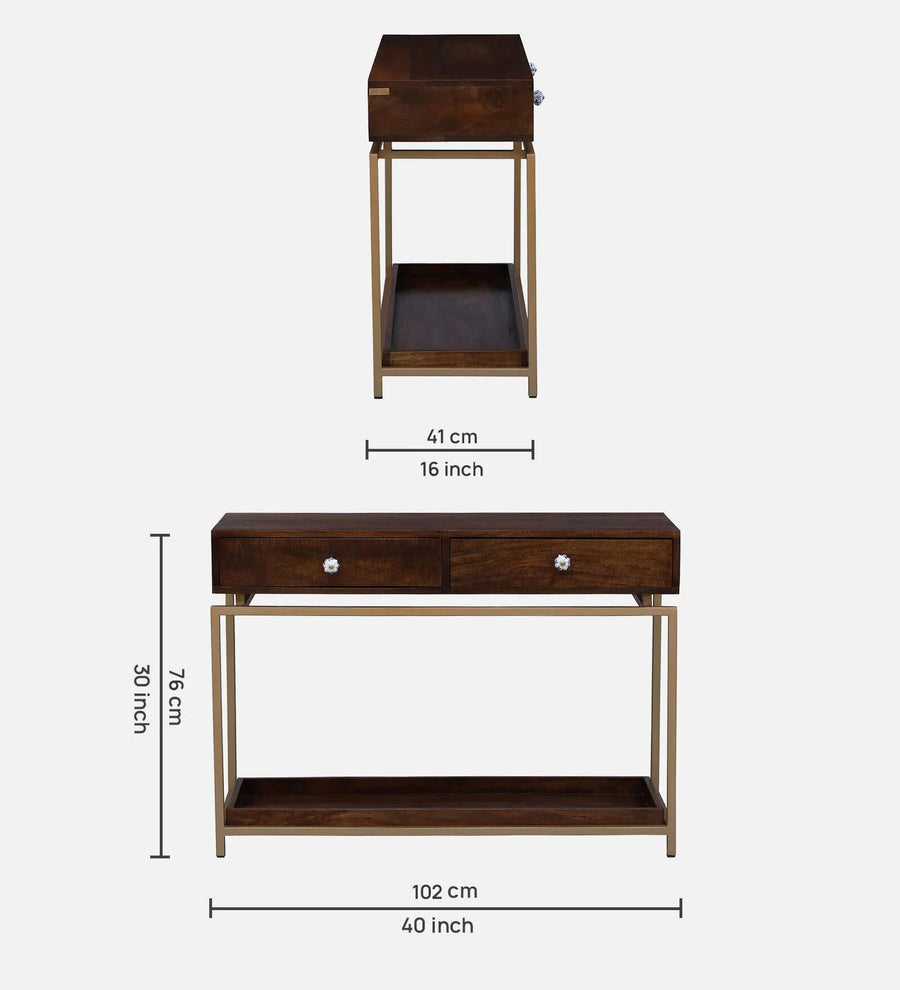 Macon Solid Wood Console Table In Provincial Teak Finish - Febonic Living