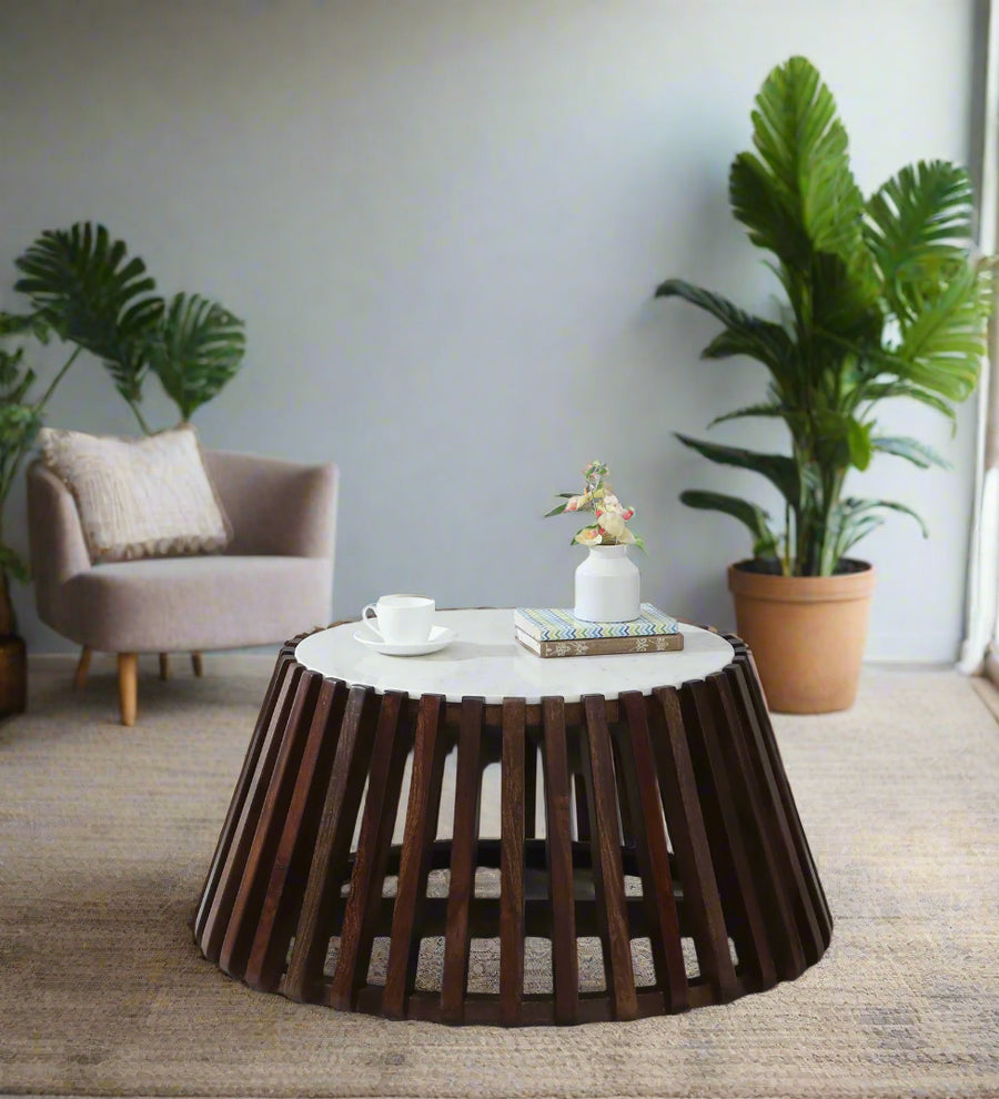 Kandy Sheesham Wood Coffee Table In Mahogany Teak Finish - Febonic Living