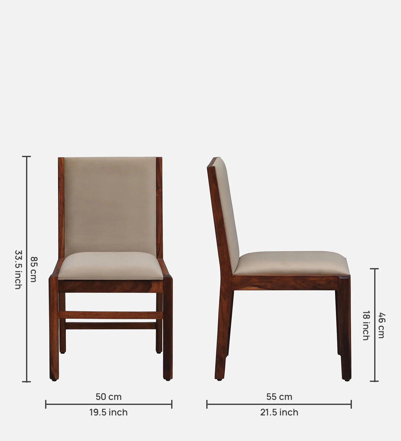 Amalfi Sheesham Wood Dining Chairs In Honey Oak Finish (Set Of 2)