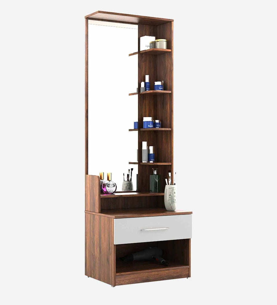 Batum Dressing Unit In Oral Walnut And Frosty White Finish With Mirror - Febonic Living