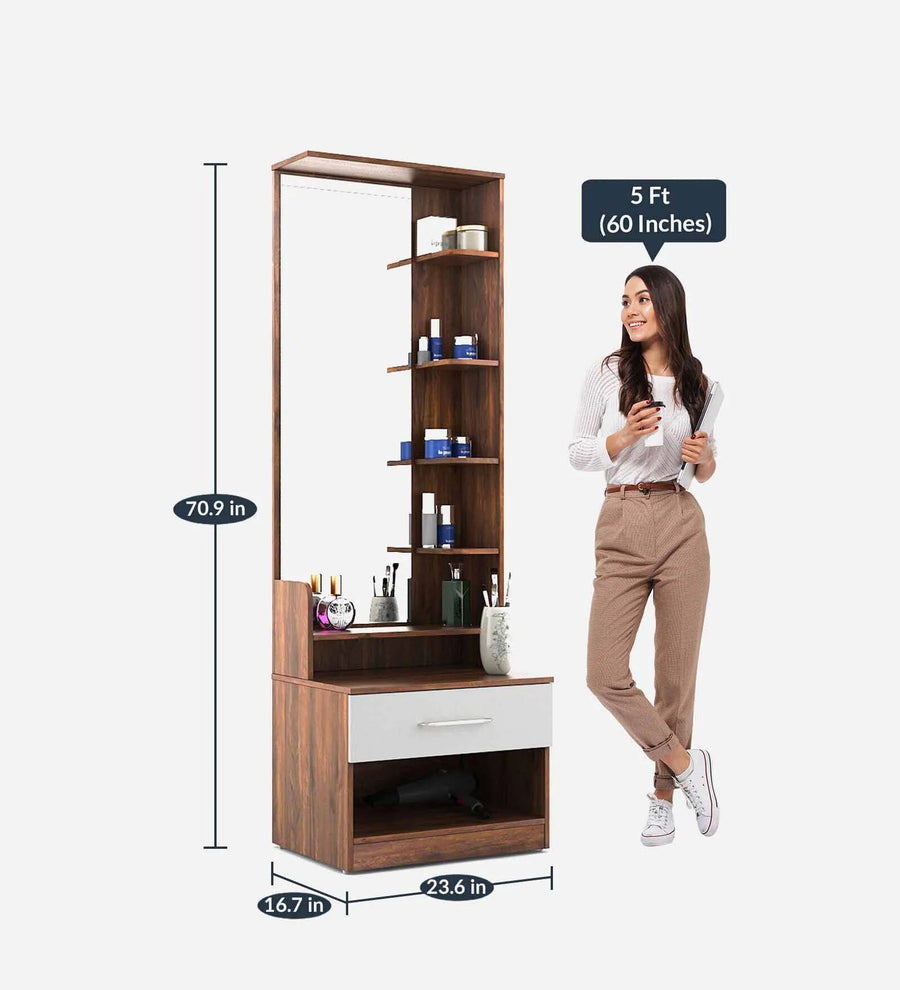 Batum Dressing Unit In Oral Walnut And Frosty White Finish With Mirror - Febonic Living