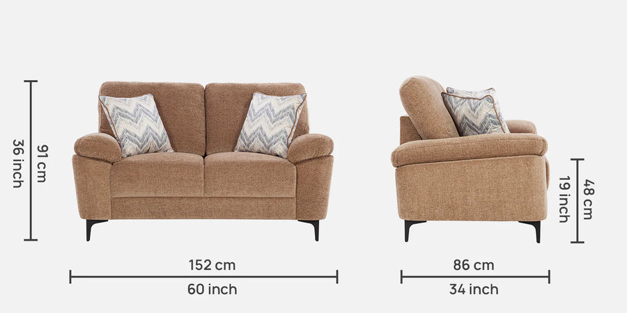 Amsterdam Fabric 2 Seater Sofa In Cosmic Beige Colour - Febonic Living