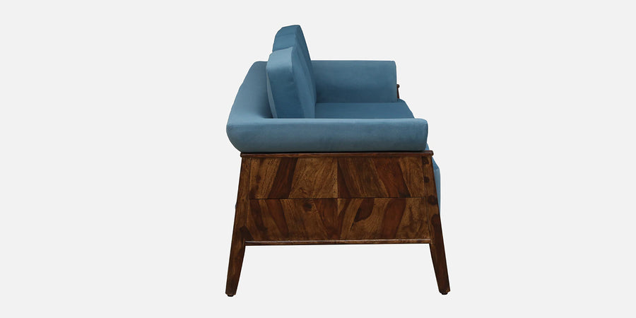 Chalki Sheesham Wood 3 Seater Sofa In Blue Colour - Febonic Living
