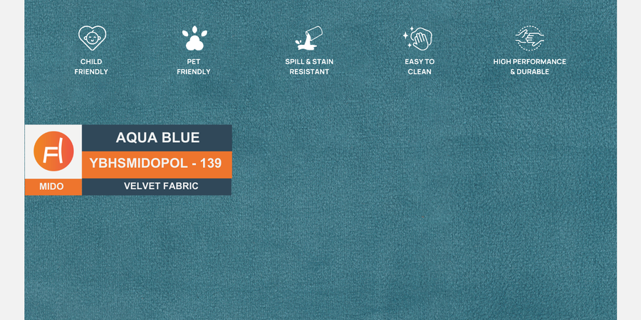 Yara Velvet Fabric 3 Seater Sofa In Aqua Blue Colour - Febonic Living
