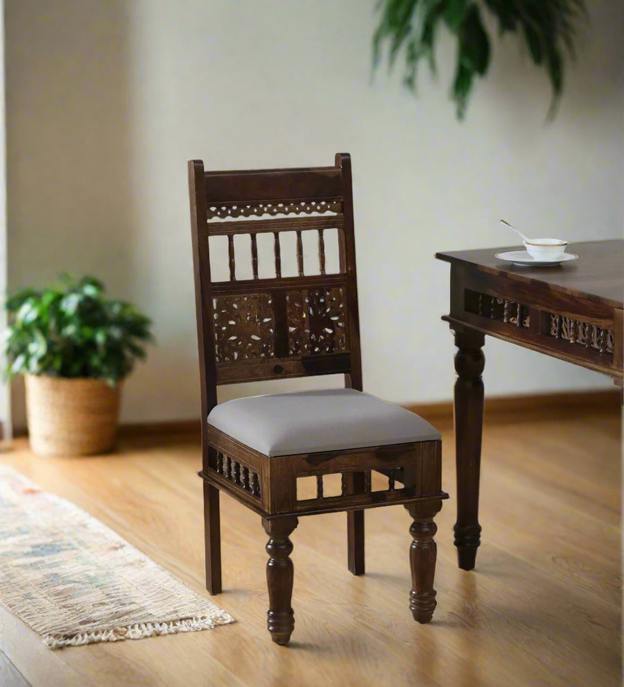 Gati Sheesham Wood Dining Chairs In Provincial Teak Finish (Set Of 2) - Febonic Living