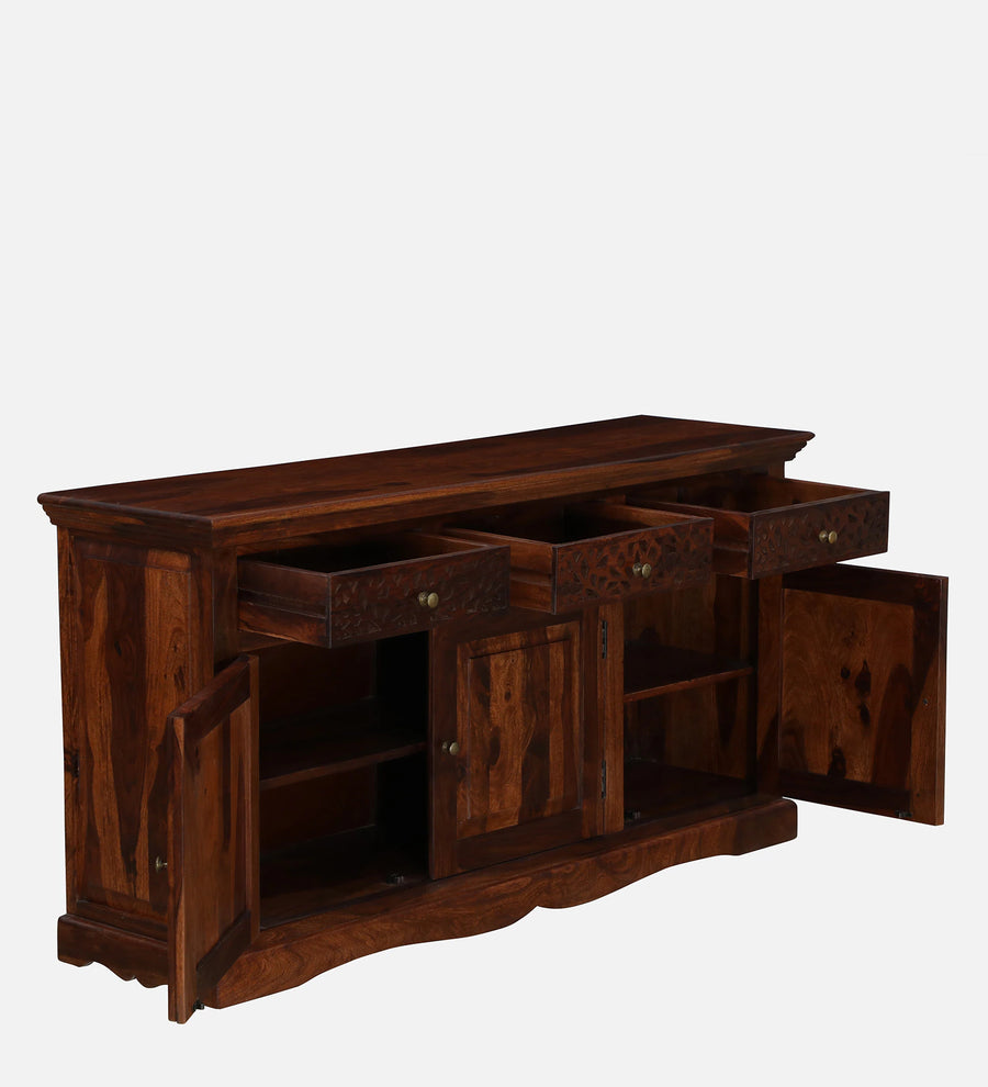 Nika Sheesham Wood Sideboard In Honey Oak Finish - Febonic Living
