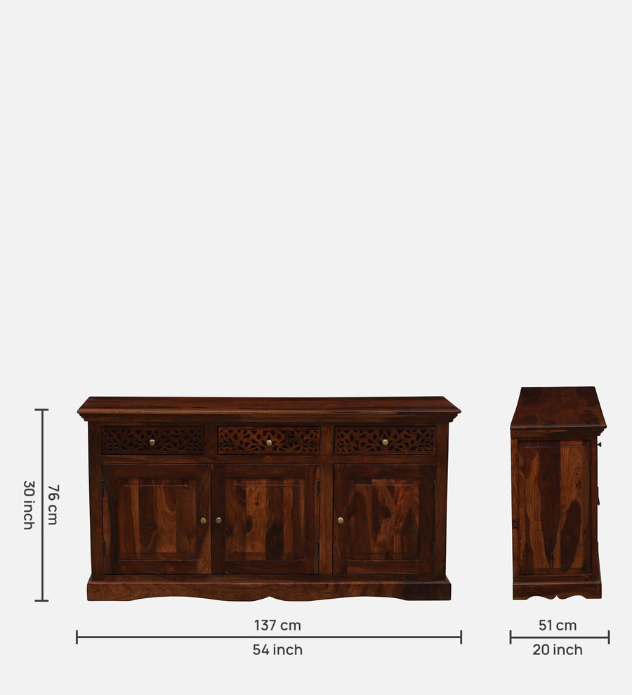 Nika Sheesham Wood Sideboard In Honey Oak Finish - Febonic Living