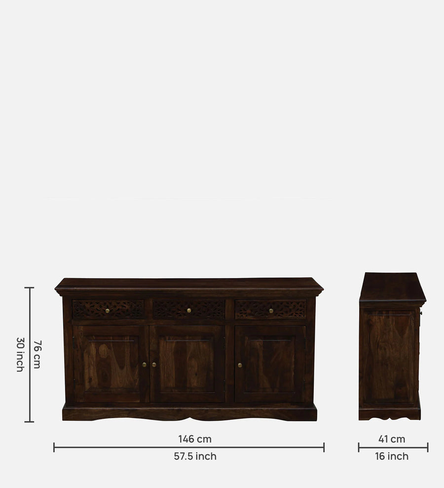 Nika Sheesham Wood Sideboard In Provincial Teak Finish - Febonic Living