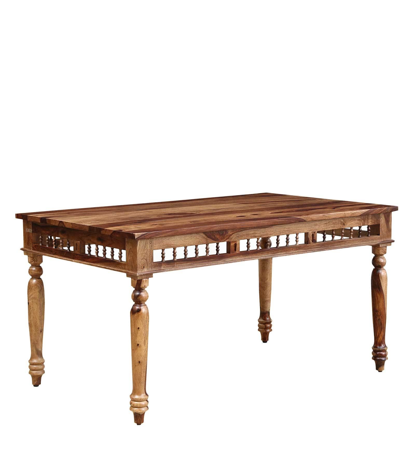 Gati Sheesham Wood 6 Seater Dining Set In Scratch Resistant Rustic teak Finish With Bench - Febonic Living