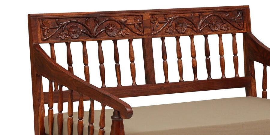 Omat Sheesham Wood 2 Seater Sofa In Honey Oak Finish - Febonic Living