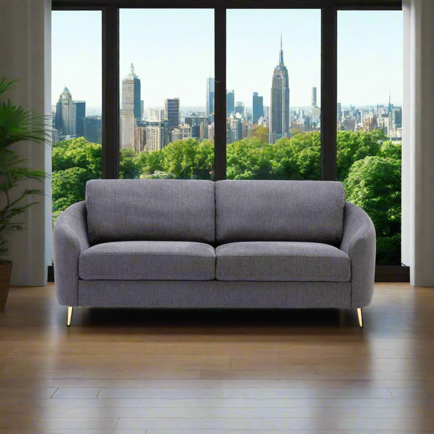 Zombi Fabric 3 Seater Sofa In Charcoal Grey Colour