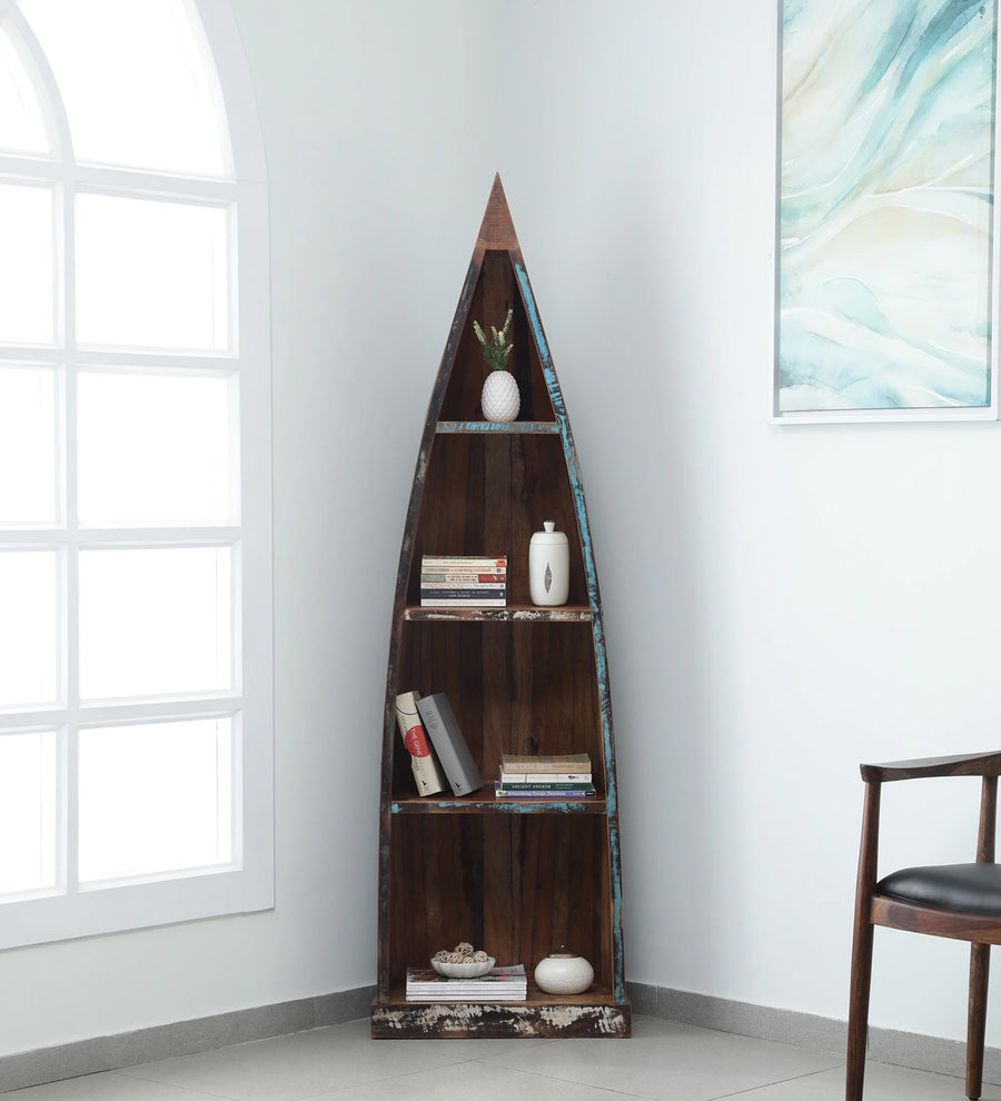 Ezla Reclaimed Wood Bookshelf In Distress Finish - Febonic Living